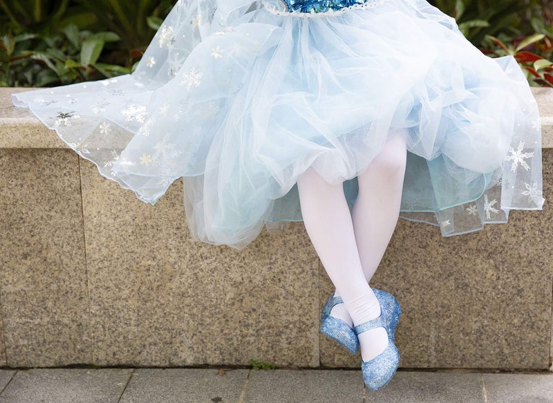 GUGUYeah Princess Costumes Jelly Flats Shoes, Cosplay Birthday Party Dress Up Sandals for Little Girls, Toddler or Kids Blue - Image 5